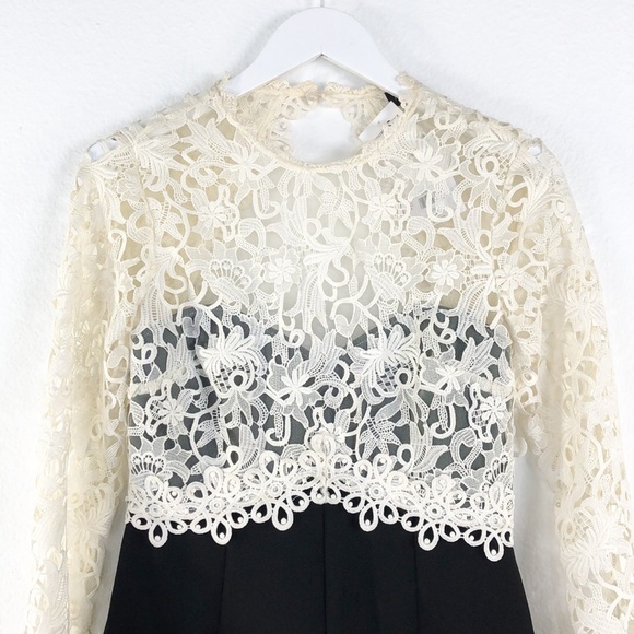 Topshop Black White Lace Top Shorts Romper NWT - Picture 3 of 10